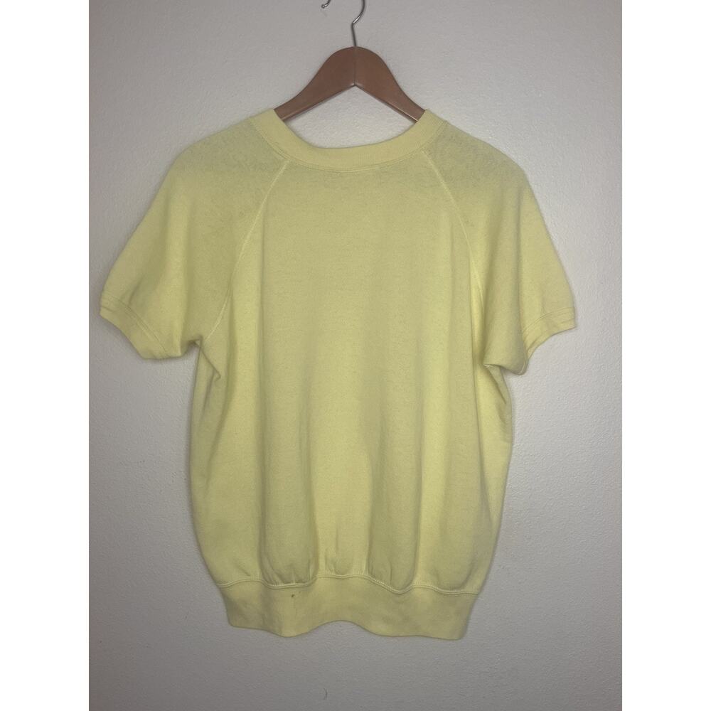 Vintage 80’s Honolulu Hawaii Tops Short Sleeve Surf Sweatshirt Sz Medium Yellow - Picture 7 of 8